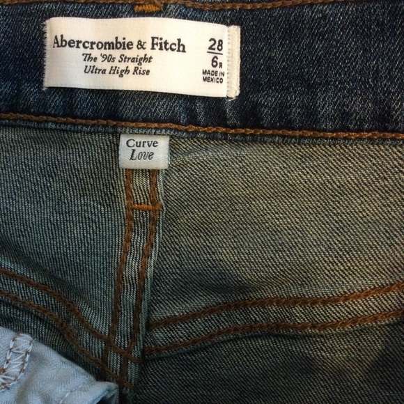 Abercrombie & Fitch Y2K 90’s Straight Ultra High Rise Denim Blue Jeans Size 28 - Picture 6 of 7